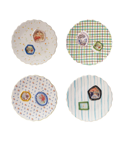 Embossed Hand Painted Stoneware Plates