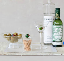 Load image into Gallery viewer, Glass Toothpick Holder with Hand-Blown Olive, Green &amp; Red