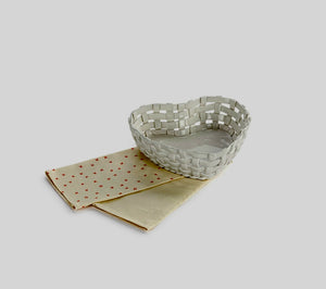 Heart Bread Basket with Heart Towel