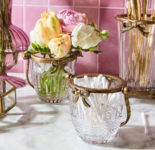 Load image into Gallery viewer, Antique Gold Finish Glass Basket With Bow