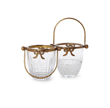 Load image into Gallery viewer, Antique Gold Finish Glass Basket With Bow