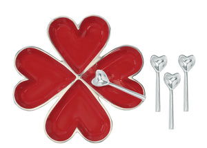 Five Hearts with 5 Heart Spoons - Red
